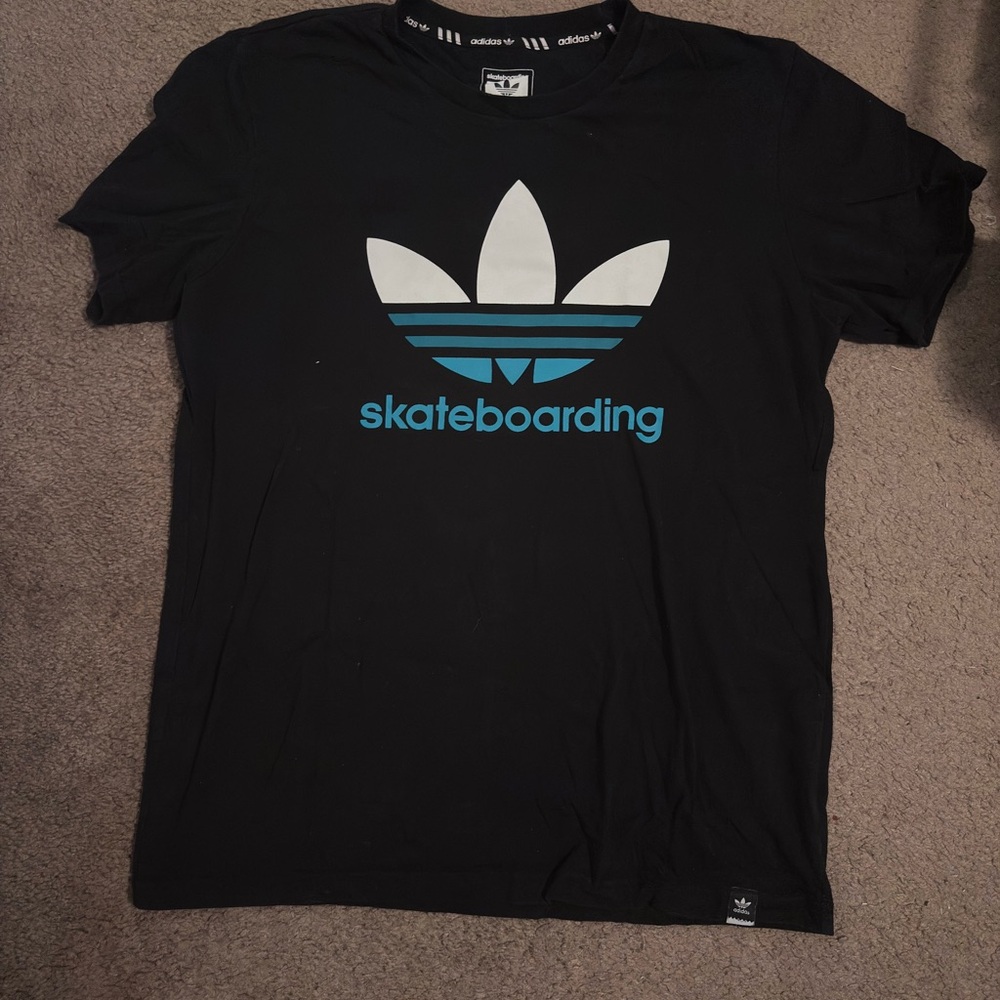 Adidas Skateboarding Black Tee with Blue Logo